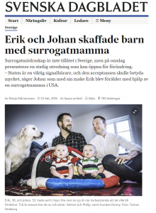 SvD - Erik och Johan skaffade barn med surrogatmamma - Nordic Surrogacy