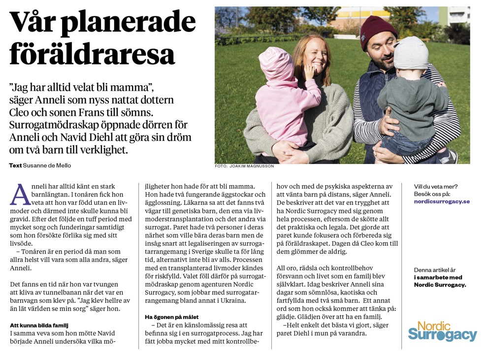 Vår planerade föräldraresa genom surrogatmödraskap - Nordic Surrogacy